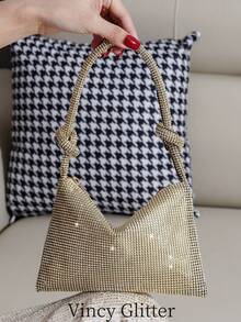 Mini Sparkling Rhinestone Handbag, Elegant Clutch Purse For Women, Suitable For Parties, Galas And Events - Gold - View 1