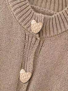 Freeform Autumn/Winter Women Plus Size Cardigan Sweater, Long Length, Fashion Minimalist Business Casual Commute Elegant Resort Warm High-End Versatile Slimming Victory Day Ladies Cute Top Korean Style - Khaki - View 3