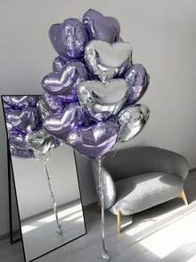 Zestaw 12 balonów w kształcie serca, 18 cali, czerwone, srebrne, różowe złoto, fioletowe balony foliowe, odpowiednie do dekoracji walentynkowych, romantycznych dekoracji, dekoracji na randkę dla par, dekoracji na przyjęcie urodzinowe - Wielokolorowe - Zobacz 7