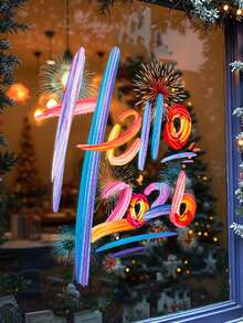 1 Sheet New Year Sticker, Festive Decoration, Hello 2026 Sticker, Window Decoration Sticker