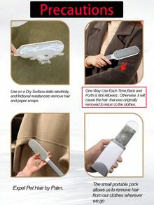 1 件双面宠物毛发去除刷，宠物毛发去除刷，神奇衣服绒毛刷，手动静电吸附宠物毛发去除刷，适用于猫和狗，可重复使用，可水洗，静电吸附，防脱落，便携旅行，非常适合宠物主人、多宠物家庭、懒散人士、宠物美容院，有效的宠物毛发去除和清洁工具，（灰色、粉色、蓝色、红色） - 彩色 - 查看 3