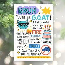 1pc Funny Christmas Card - Sassy Cat With Santa Hat & "He Wouldn't!" Text - Perfect Gift For Cat Lovers, Colleagues - Paper Material Holiday Card, Australian Christmas Greeting Card, Christmas Card Funny, Christma Card With Envelope, Christmas Animal - Multicolor - View 4