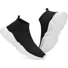 Women's Slip-On Tennis Walking Sneakers, Lightweight Breathable Comfort Gym And Work, Stylish Trainers, 2025 - 044-黑色 - 查看 8