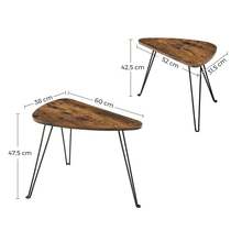 VASAGLE Juego de 2 Mesas Auxiliares, Mesas de Nido, Mesas de CafÉ, para SalÓn, Comedor, Dormitorio, Estilo Industrial, MarrÓn RÚstico y Negro - Óxido marrón - Ver 4