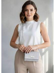 Set Of 2 Small Square Party Bags With Glitter - Handbag With Glitter - Promotion - Immediate Shipping - Màu xám đen - Xem 2