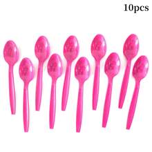 Zestaw 10/30 szt. różowych plastikowych naczyń stołowych, idealny na imprezy festiwalowe, Dzień Matki, wesela, urodziny i spotkania – modne noże do ciasta, widelce i łyżki – idealne na formalne wydarzenia i do jadalni