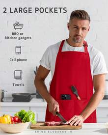 Chef Apron & Chef Hat - Red - View 7
