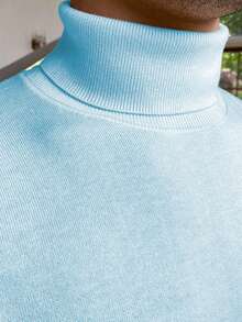 Men's Solid Color Casual Turtleneck Long Sleeve Sweater, Autumn/Winter