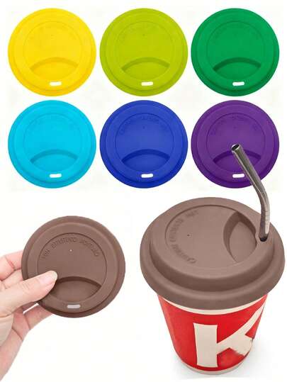 Reusable Silicone Coffee Cup Lids - Vibrant Colorswith Handle & Ventilation Hole, Durable & Easy-Clean Design For Home, Office, Travel, Coffee Travel Mug Lids, Festive Drinkware, Smooth Texture