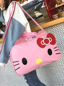 2pcs/Set KT Cat Trolley Travel Bag & Cosmetic Bag Set, Kurumi Handheld Short Trip Luggage Bag, Melody Large Capacity Gym Bag