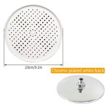 23cm/9.1in Large Panel High Pressure Shower Head, Suitable For High Water Pressure Areas, Universal 4-Inch Connection