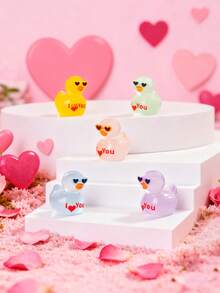 10/20个装夜光迷你树脂鸭摆件，黑暗中会发光的迷你鸭子，戴着心形太阳镜，上面写着“我爱你”，小动物摆件，完美的情人节礼物，适合DIY仙女花园、情人节装饰品、家庭办公桌摆件、感官游戏盒、收藏展示、汽车内饰配件、生日派对礼物。