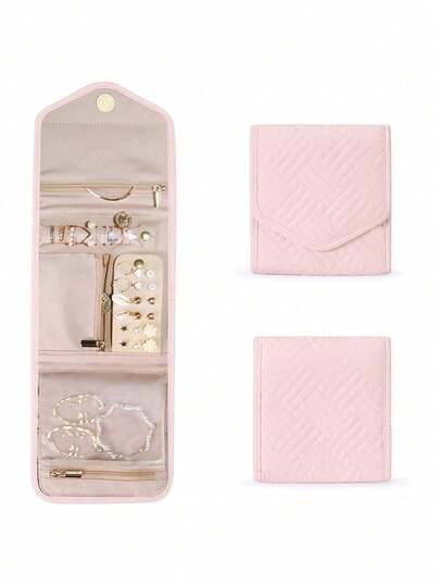 1 Hộp đựng trang sức du lịch tinh tế và di động, Hộp đựng trang sức mini và đơn giản, thích hợp để cất giữ vòng cổ, hoa tai, vòng tay và cuộn trang sức có thể gấp lại