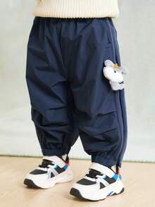 Balabala 男童抓绒工装裤，2025冬季保暖款 - 深藍 - 查看 2