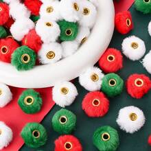 20pcs/Set Winter Christmas Style Super Soft Faux Fur Beads Big Hole Macaron Color Round Focal Beads For Pen Jewelry Making DIY Fashion Accessories Perfect For Creating Unique Bracelets Pen Decoration - Multicolor - View 2