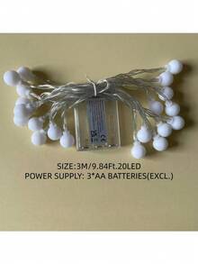 1PC 10/20/40/80 LED 1.5/3/6/10m Round Ball Light String, Fairy Tale Lamp For Girl\ Room, Bedroom Decoration, Birthday Party, Wedding Decoration, Party Decoration, Gift, Colorful Light