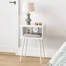 White Nightd Set Of 2 Small Bed Side Table For Small Spaces Mid Century Modern Nightd End Table With Open Storage Side Table For Bedroom Living Room Z20W2 - 白色 - 查看 2