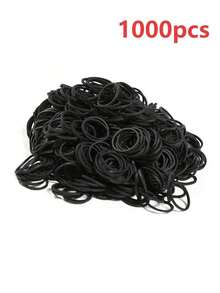 500/1000/2000pcs Small Black High Elastic Durable Rubber Bands, 16mm