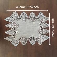 Față de masă lungă din poliester de culoarea inului, cu dantelă solubilă în apă, brodată în două tonuri - Element esențial pentru bucătărie, ideal pentru decorul casei, întâlniri de familie, sărbători, picnicuri și decor în stil rustic