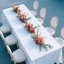 1pc White Tablecloth, Suitable For Family Gatherings, Romantic Weddings, Friends Parties, French Manor Weddings, Long Dining Tables, Parties And Outdoor Events, Coffee Table, Dessert Table - White - View 4