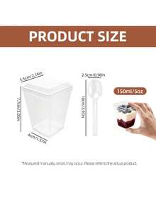 5oz Square Plastic Dessert Cups With Lids And Spoons, 25/50/100 Pcs Set, Parfait/Appetizer Cups For Yogurt, Mousse, Ice Cream, Pudding - Reusable Clear Containers, Birthday, Wedding, Holiday (Christmas, Eid, Oktoberfest) Gifts, Party, Festival Dessert Supplies