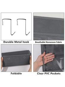 1个6口袋收纳挂袋，壁挂式透明PVC钱包收纳架，节省空间防尘门袋，适用于钱包、鞋子和配饰。
