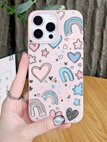 Cute Heart Rainbow Star Pattern Phone Case Cover With Fun Colorful Design Protective Shockproof Slim Fit Compatible With Iphone 17Promax/17Pro/17AIR/17/16Promax/16Pro/16Plus/16/15Promax/15Pro/15Plus/15/14Promax/14Pro/14Plus/14/13Promax/13Pro/13/12Promax/12Pro/12/11Promax/11Pro/11/XSMAX/X/XS - Mint Green - View 6