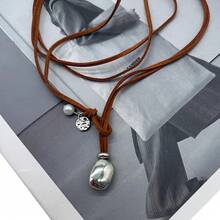 Long Tiantian Boho Women Western Jewelry Turquoise Necklace Country Concert Outfits Layered Black Brown Leather Choker Western Cowgirl Accessories Gifts Stocking Stuffers 2025 - A11:女士波西米亞風項鍊 - 查看 3