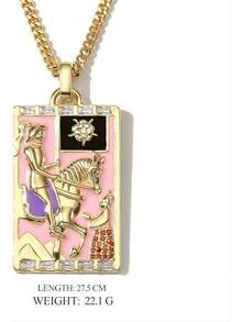Tarot Card Necklace Women, Gold Vintage Pendant, Good Luck Amulet Jewelry - c - 查看 3