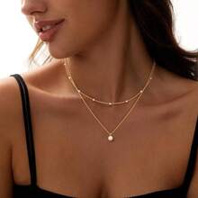 Gold Layered Women, 14K Gold Plated Dainty Necklace Set With Paperclip, Adjustable  Gold Jewelry Stackable - Layered Necklace /3 - View 3