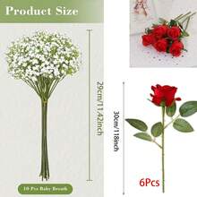 Valentine's Day Fake Flower Gift, Artificial Rose Bouquet Set In Red Pink White Blue, Fake Flowers For Anniversary, Birthday, Home Decor - Multicolor - View 9