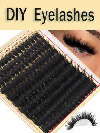 160片尖头蓬松纤长睫毛簇，300D睫毛簇，厚度10-18毫米，蓬松D型卷翘睫毛簇，3D蓬松睫毛嫁接