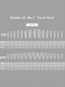 240 Cái/Hộp Khuôn Nối Móng Dạng Kẹp Kép 120 Cái Khuôn Trên + 120 Cái Khuôn Dưới 15 Kích Cỡ Đầu Gel Acrylic Cho Nối Móng Dạng Gel Kèm Đường Dẫn - Nhiều màu - Xem 12
