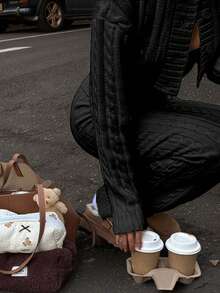 (1 Pieza) Pantalones de suéter de corte slim casual, pantalones de punto de cintura plegable con estampado jacquard de unicolor, para otoño, invierno, disfraces de Halloween, adecuados para varias ocasiones