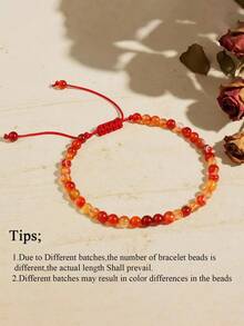 4mm Carnelian Women Adjustable Bracelet, Stability, Courage, Vitality Crystal Bracelet, Emotional Calming Boho Style Healing Meditation Jewelry Gift - Red - View 6