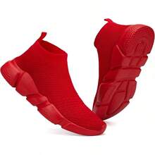 Women's Slip-On Tennis Walking Sneakers, Lightweight Breathable Comfort Gym And Work, Stylish Trainers, 2025 - 044-全部紅色 - 查看 8