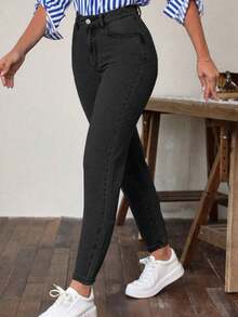 Jeans/Leggings levantadores de glúteos para mujer, de moda y elegantes, adecuados para citas, ir al trabajo, viajes casuales, uso diario, pantalones negros - Negro - Ver 9