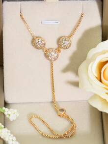 1 قطعة خاتم إصبع مطلي بالذهب بتصميم فريد من نوعه ذو قبة نصفية من الزركونيا، مناسب للخروجات اليومية للنساء، الاجتماعات التجارية، حفلات الزفاف والأعياد، وهدايا رمضان