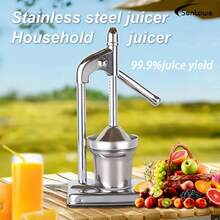 不锈钢手动榨汁机 - 商用及家用皆宜，结构坚固耐用，易于清洁，无需电源，适用于橙子、葡萄柚、柠檬、苹果、浆果、蔬菜等水果 - 餐厅及家庭厨房的理想之选 - 彩色 - 查看 11