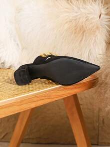 New Fashion Women's Pointed Toe High Heel Shoes, Open Heel Thick Heel Casual Comfortable Pumps,Mule Shoes