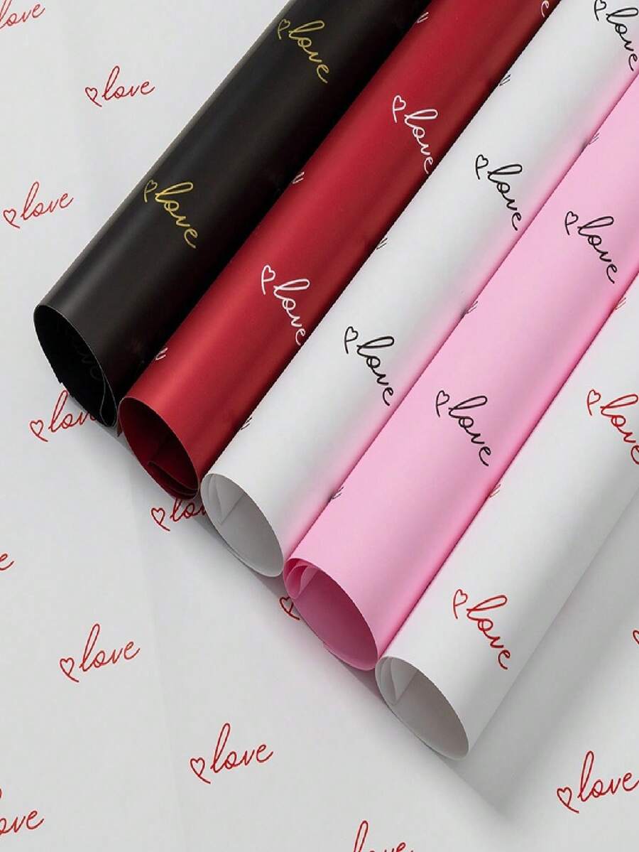 10张情人节新款爱心花朵包装纸，花束包装纸，手工DIY插花材料 - 彩色 - 查看 1