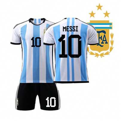 Versión infantil - Edición Campeón Mundial 2022, uniforme local de Argentina, nueva versión , Messi No. 10