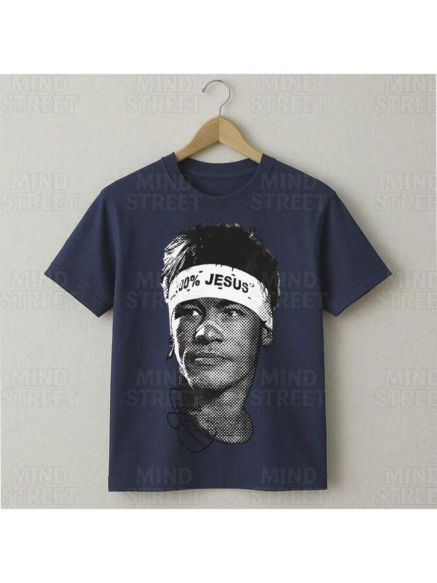 Jr Football T-Shirt Unisex Men Women 100% Cotton Premium Top Streetwear New Release Immediate Shipping Various Colors!! Plus Size - 藏蓝色 - 查看 1
