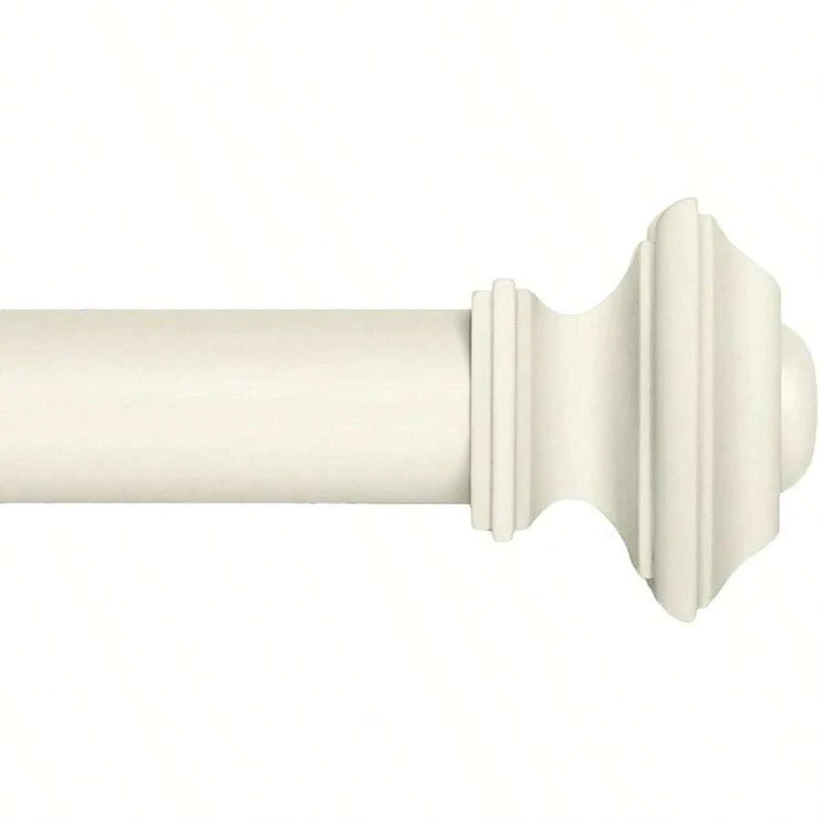 Drapery Window Curtain Rod Set Square Design 1 1 8 Rod. 72 To 144 Inch. Ivory White - Ivory - View 1