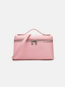 1 szt. kwadratowa torba na ramię damska solidna torebka z wzorem liczi z PU, odpowiednia dla kobiet, do codziennego noszenia i na wyjścia