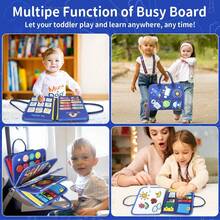 12合1多功能益智板 - 感官玩具，促进运动技能发展 - 带拉链、搭扣、纽扣和系带的学习活动书，适合0岁以上儿童 - 男孩女孩的理想生日礼物，配件颜色随机