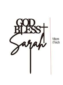 Đồ trang trí bánh kem God Bless cá nhân hóa cho lễ rửa tội, lễ rước lễ lần đầu, lễ rửa tội, lễ thêm sức có tên kèm thánh giá trang trí - Chúa phù hộ - Xem 4