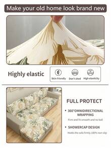 1pc Leaf Print Sofa Cushion Cover, Modern Tropical Leaf Print Sofa Seat Cushion Cover, Suitable For Home - Multicolor - View 9