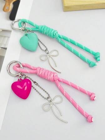 Heart Knot Keychain - Elegant Heart Shaped Keyring With Bowknot , Wedding/Anniversary Couples Gift, Fashion Bag Charm (Great Gift For Girlfriend, Best Friend), #Stylish Keychain# Romantic Gift