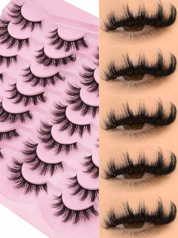 14 Pairs Of Large-Capacity Eyelash Boxes With A Natural Appearance, Soft Winged Tail, Long False Eyelashes, Cat-Eye Eyelashes, Soft And Fluffy Lashes, D Curl, Reusable, Suitable For Beginners, Meets Daily Needs, Eyelash Extension Tools.